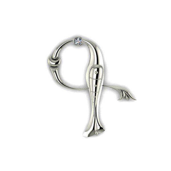 Bird calligraphy with armenian letter G 3D print model_10