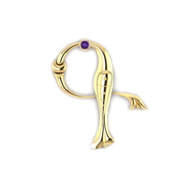 Bird calligraphy with armenian letter G 3D print model_14