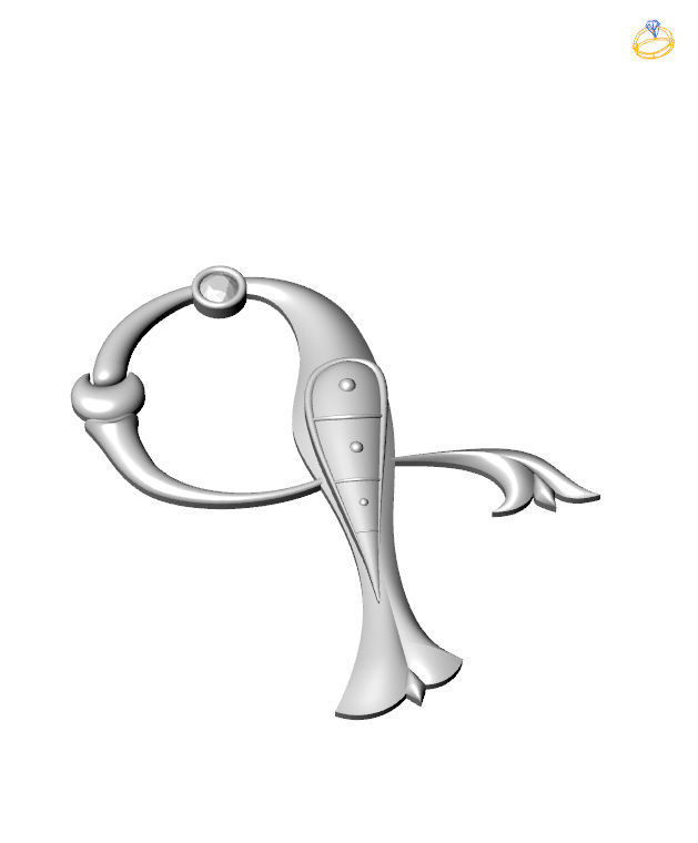 Bird calligraphy with armenian letter G 3D print model_5