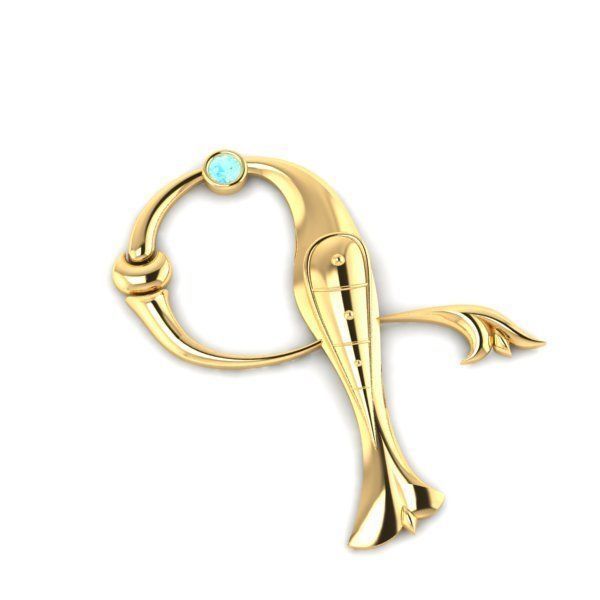 Bird calligraphy with armenian letter G 3D print model_29