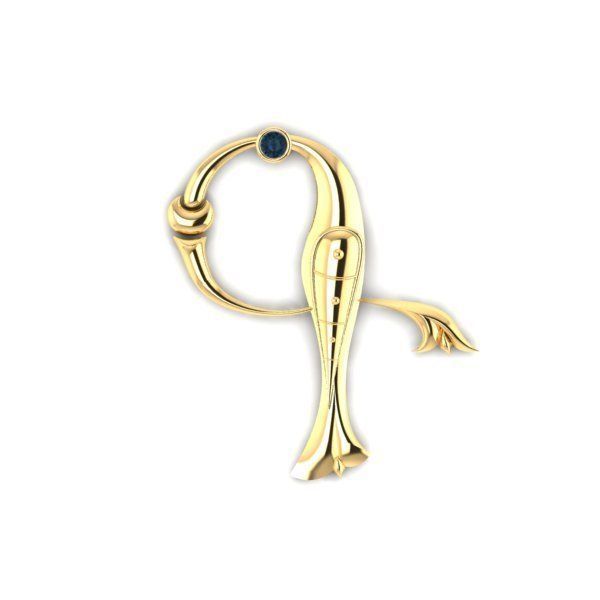 Bird calligraphy with armenian letter G 3D print model_13