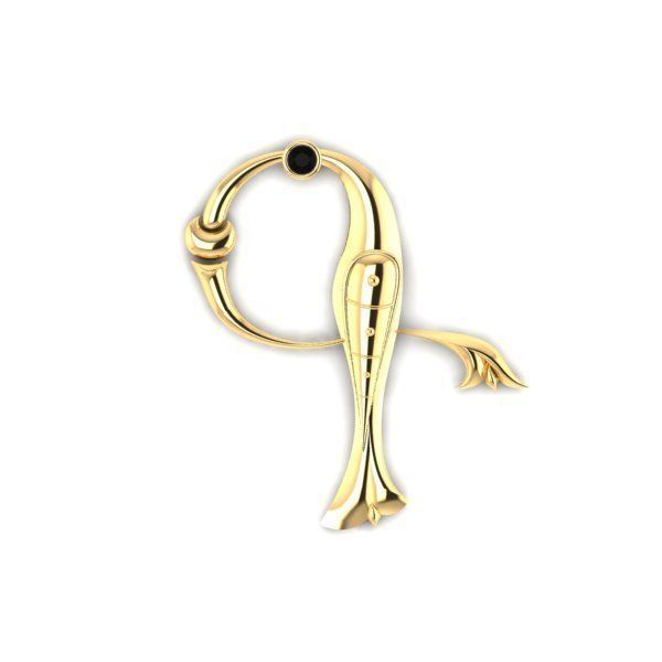 Bird calligraphy with armenian letter G 3D print model_16