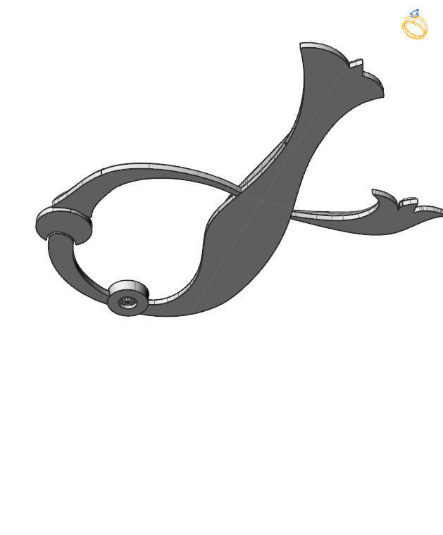 Bird calligraphy with armenian letter G 3D print model_4