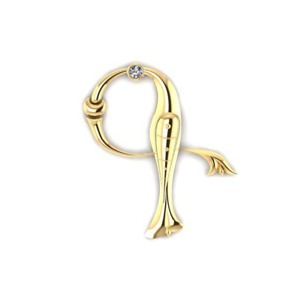 Bird calligraphy with armenian letter G 3D print model_17