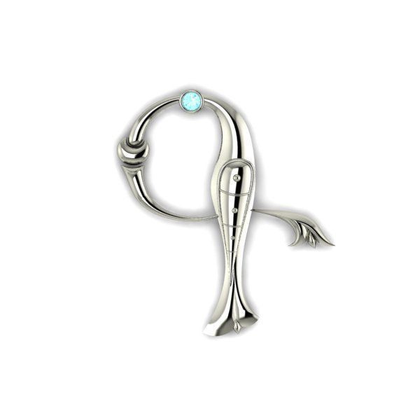 Bird calligraphy with armenian letter G 3D print model_8