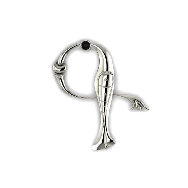 Bird calligraphy with armenian letter G 3D print model_9