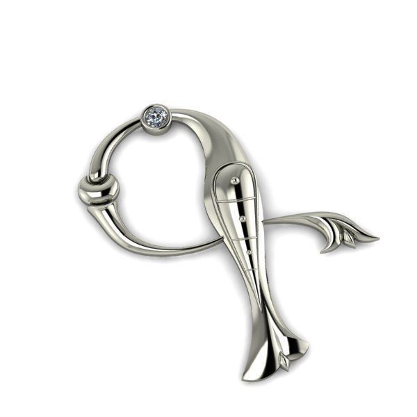 Bird calligraphy with armenian letter G 3D print model_24