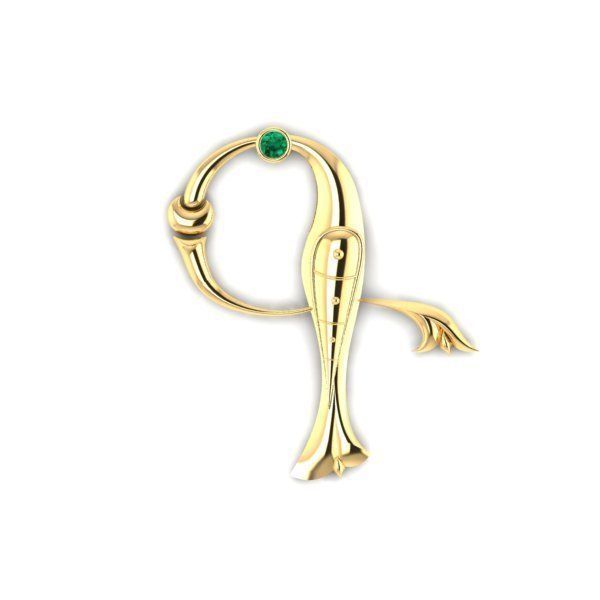 Bird calligraphy with armenian letter G 3D print model_18