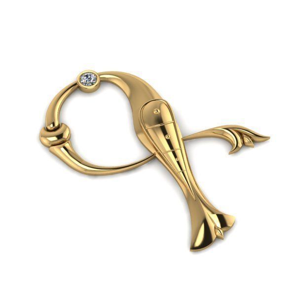 Bird calligraphy with armenian letter G 3D print model_1