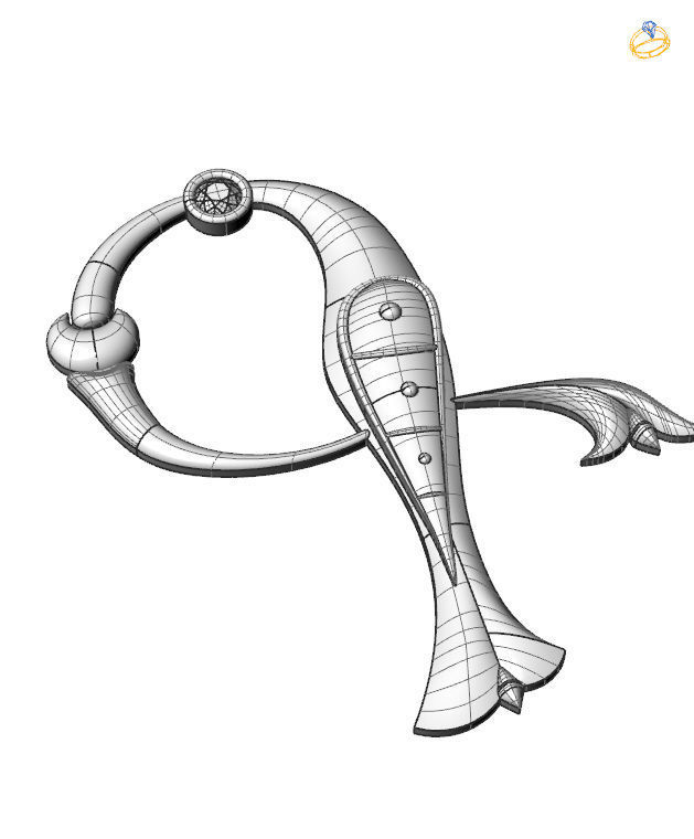 Bird calligraphy with armenian letter G 3D print model_3