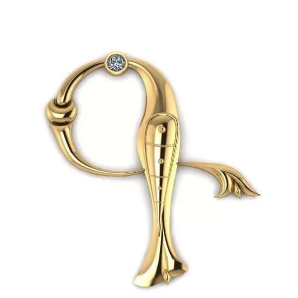 Bird calligraphy with armenian letter G 3D print model_0