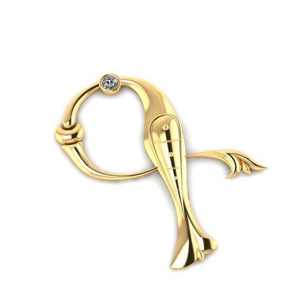 Bird calligraphy with armenian letter G 3D print model_31