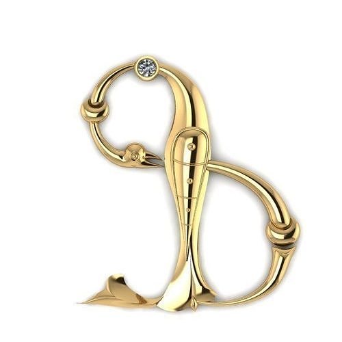 Bird calligraphy with armenian letter F 3D print model