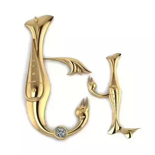Bird calligraphy with armenian letter Ev 3D print model