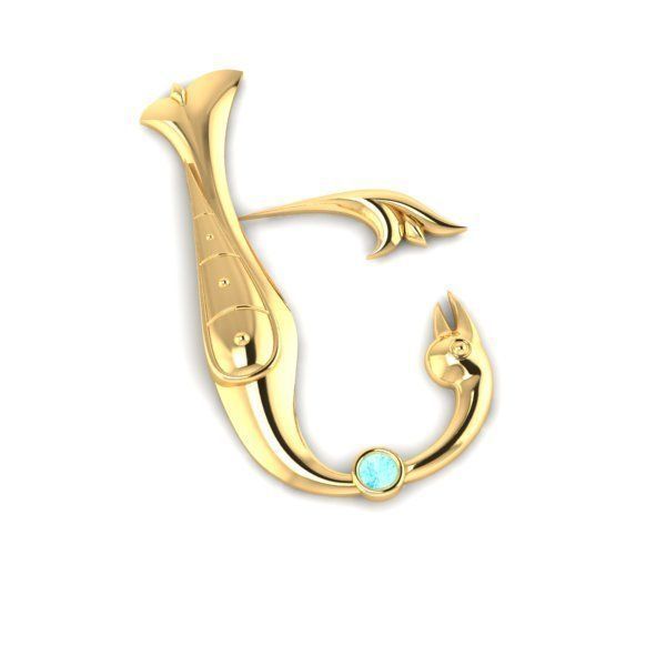 Bird calligraphy with armenian letter E 3D print model_22