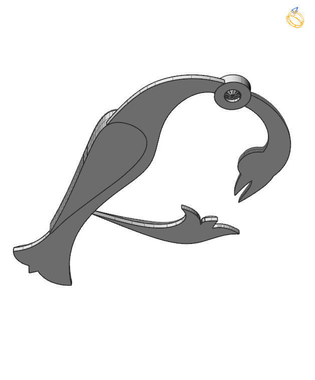 Bird calligraphy with armenian letter E 3D print model_4