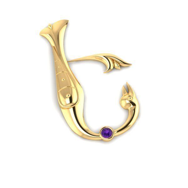 Bird calligraphy with armenian letter E 3D print model_21