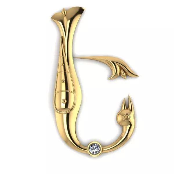 Bird calligraphy with armenian letter E 3D print model_0