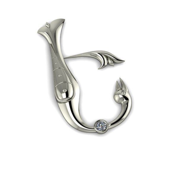 Bird calligraphy with armenian letter E 3D print model_17