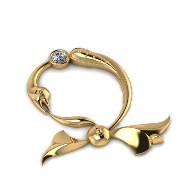 Bird calligraphy with armenian letter Dj 3D print model_1