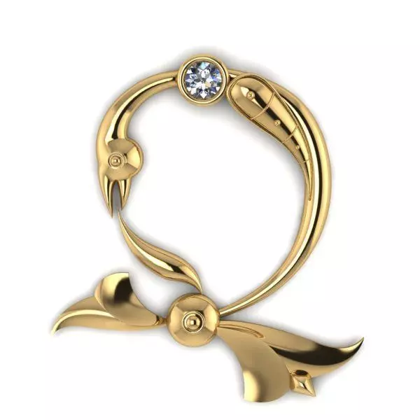 Bird calligraphy with armenian letter Dj 3D print model_0