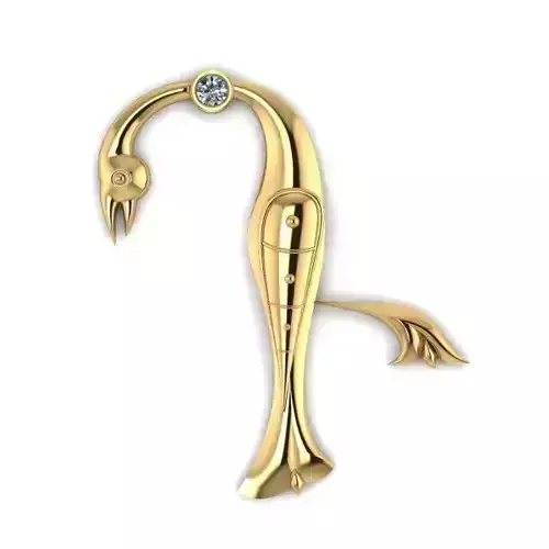 Bird calligraphy with armenian letter D 3D print model