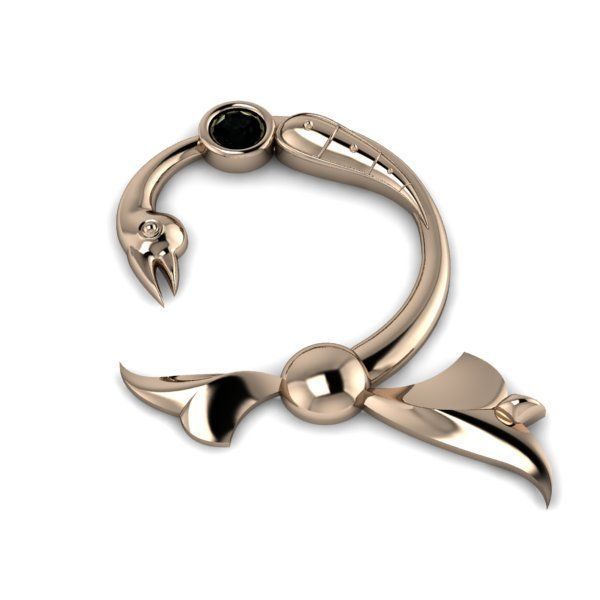 Bird calligraphy with armenian letter Ch 3D print model_9