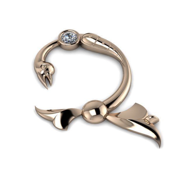 Bird calligraphy with armenian letter Ch 3D print model_11