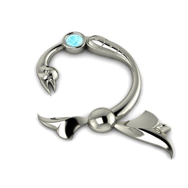 Bird calligraphy with armenian letter Ch 3D print model_15