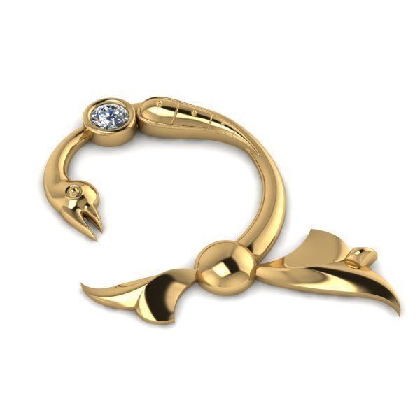 Bird calligraphy with armenian letter Ch 3D print model_1