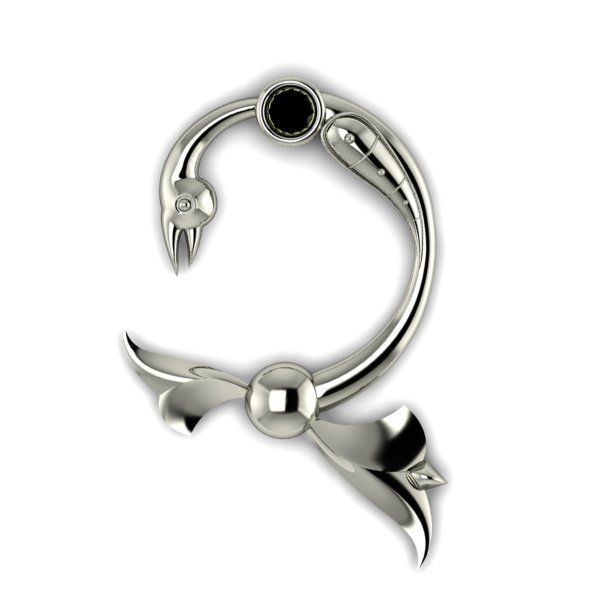 Bird calligraphy with armenian letter Ch 3D print model_20