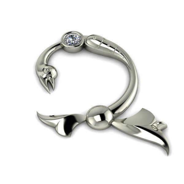 Bird calligraphy with armenian letter Ch 3D print model_17