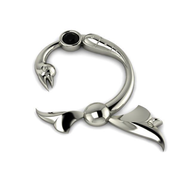 Bird calligraphy with armenian letter Ch 3D print model_16