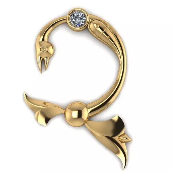 Bird calligraphy with armenian letter Ch 3D print model_0