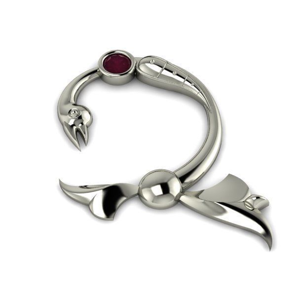 Bird calligraphy with armenian letter Ch 3D print model_19