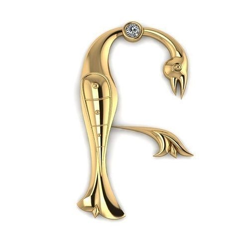 Bird calligraphy with armenian letter B 3D print model