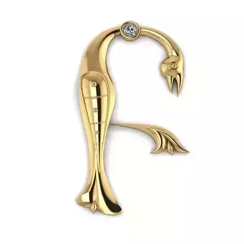 Bird calligraphy with armenian letter B 3D print model