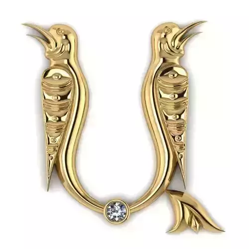 Bird calligraphy with armenian letter A 3D print model