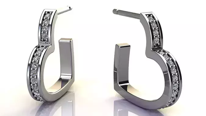 Heart Earring with Diamonds size 15 mm