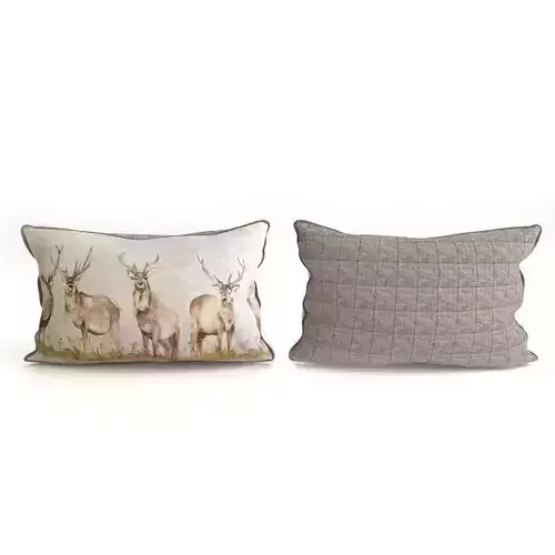 Voyage Cushion - Deers -Piped Pillow 3D model