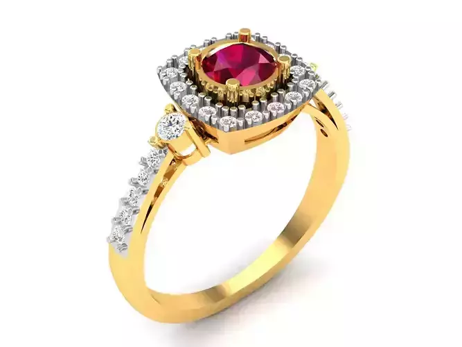 Women ruby solitaire ring 3dm render detail 