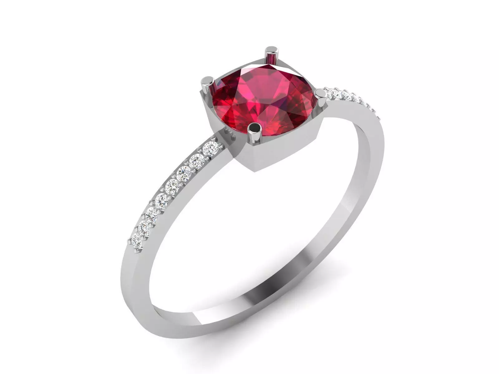 Women Ruby solitaire ring 3dm render detail 3D print model_0