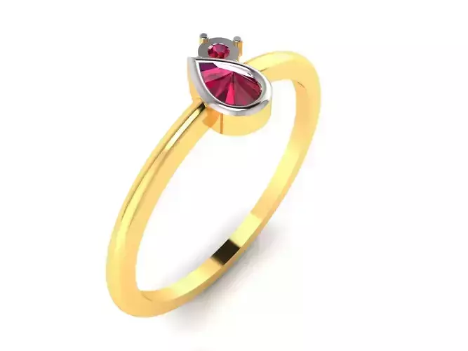 Women Ruby Band Ring 3dm render detail