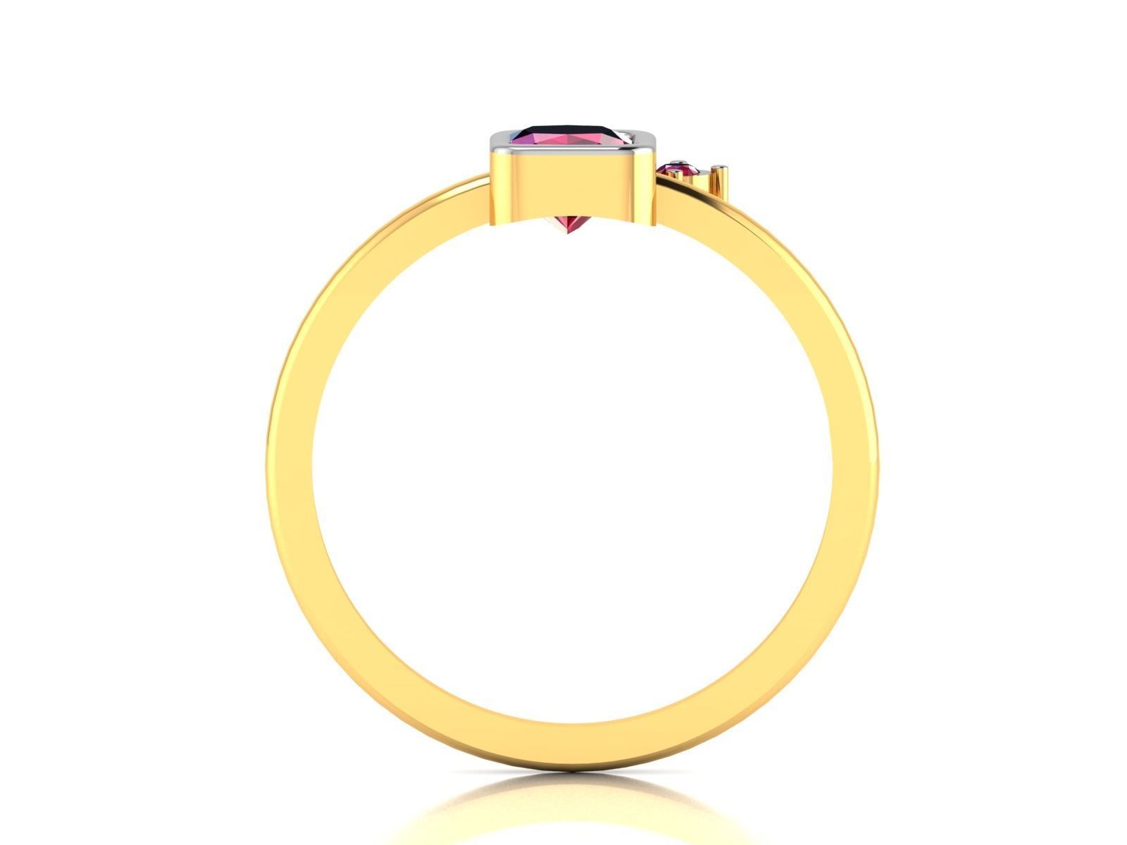 Women ruby solitaire ring 3dm render detail 3D print model_3