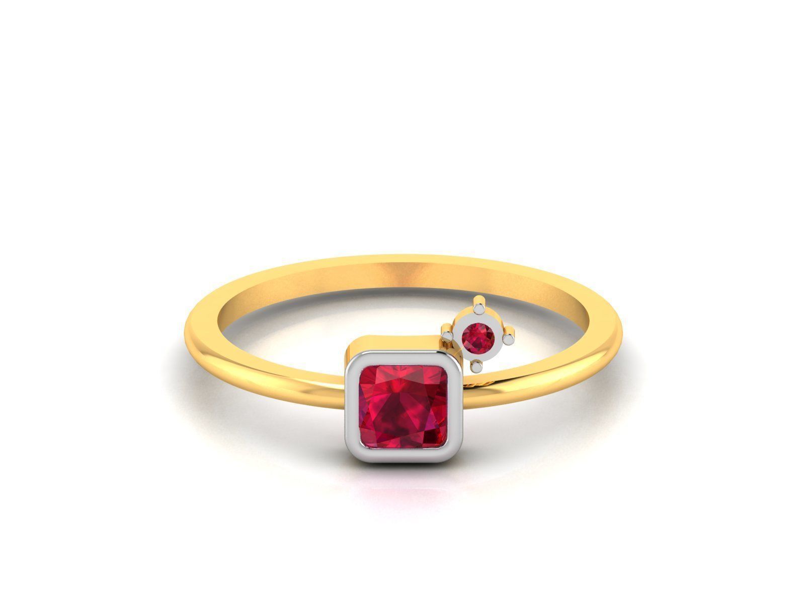 Women ruby solitaire ring 3dm render detail 3D print model_1