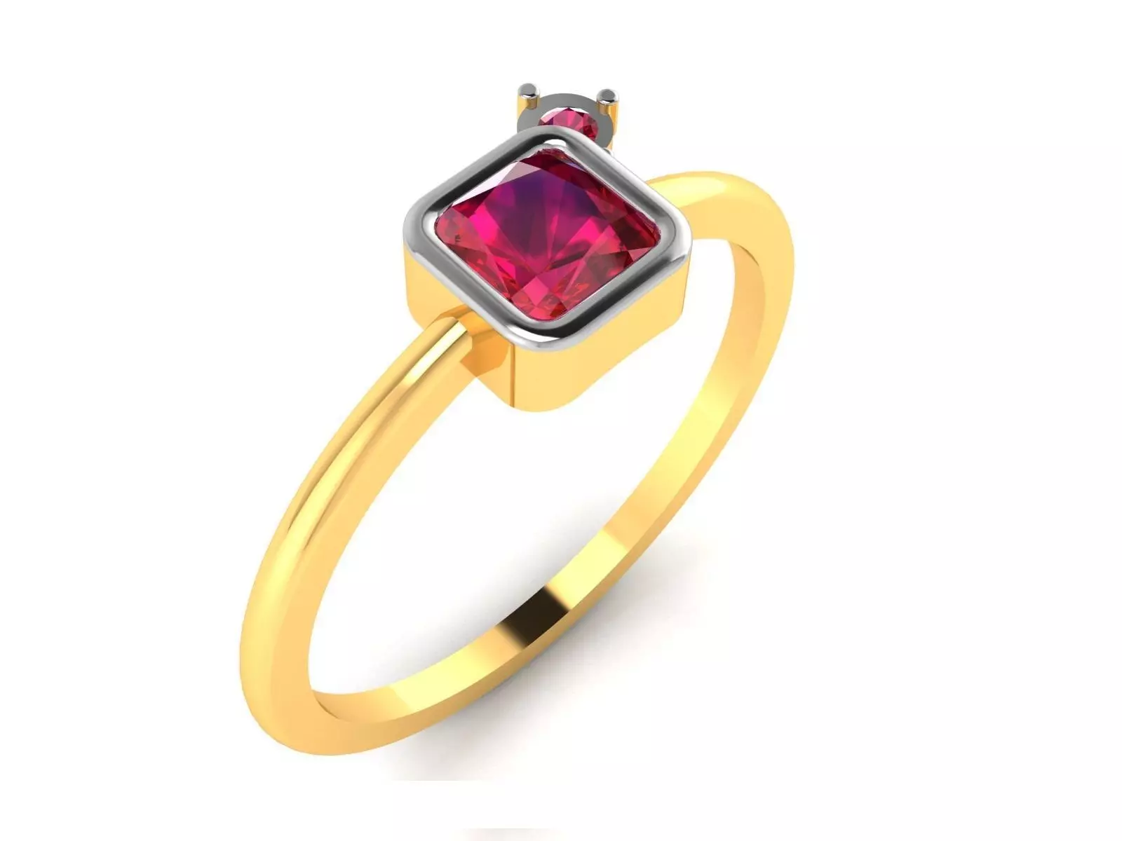 Women ruby solitaire ring 3dm render detail 3D print model_0