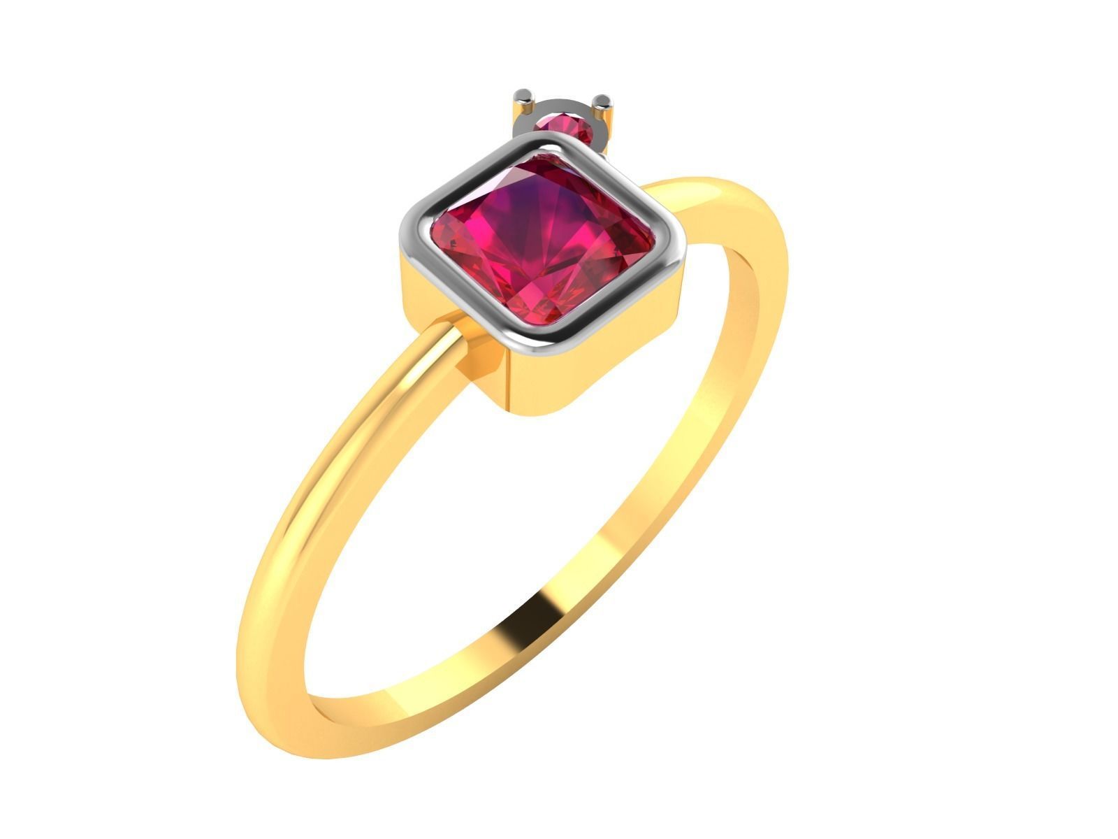 Women ruby solitaire ring 3dm render detail 3D print model_4