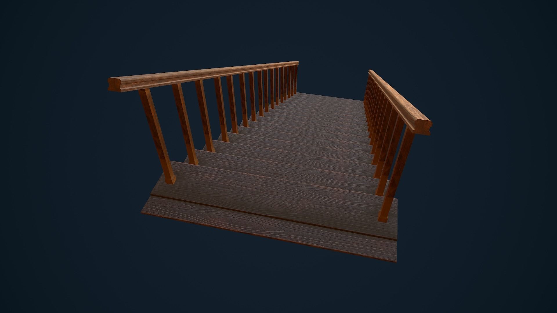 Wooden Stairs Low-poly 3D model_5
