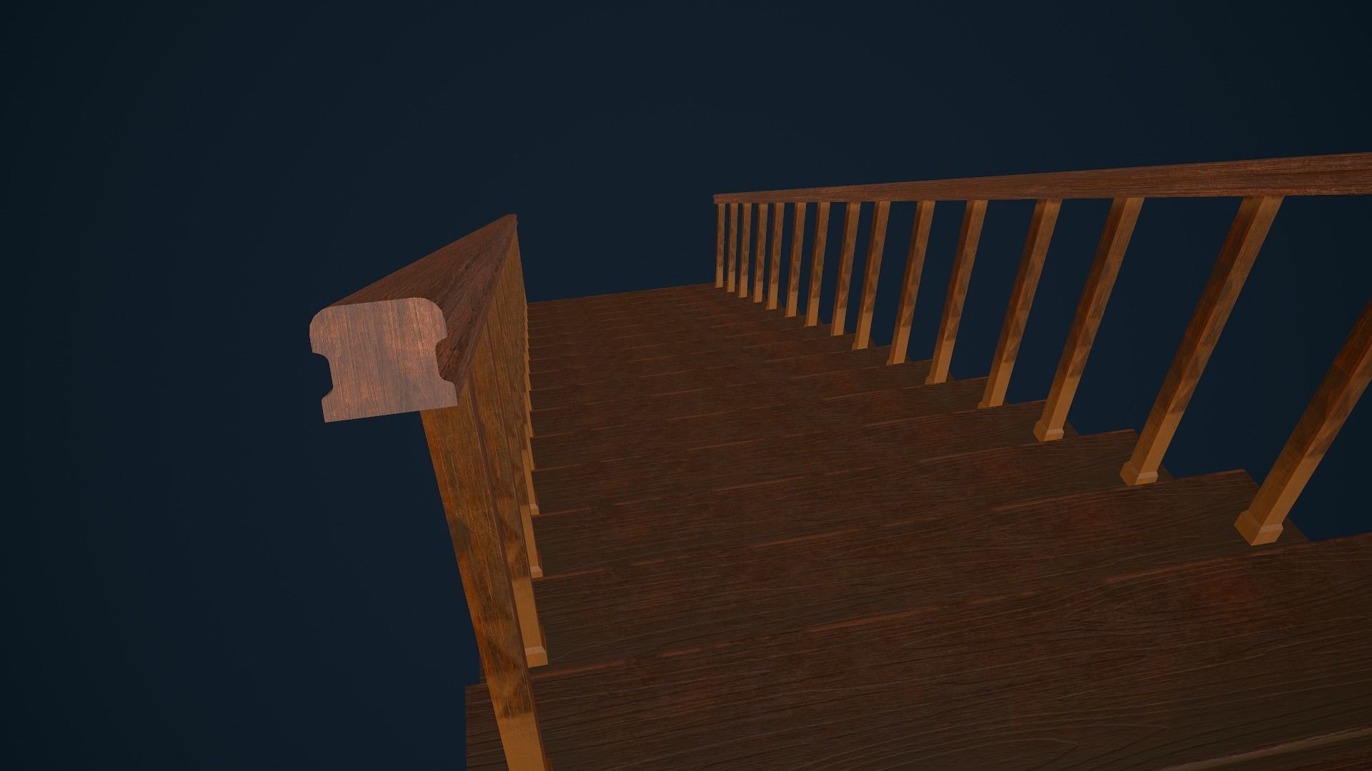 Wooden Stairs Low-poly 3D model_8