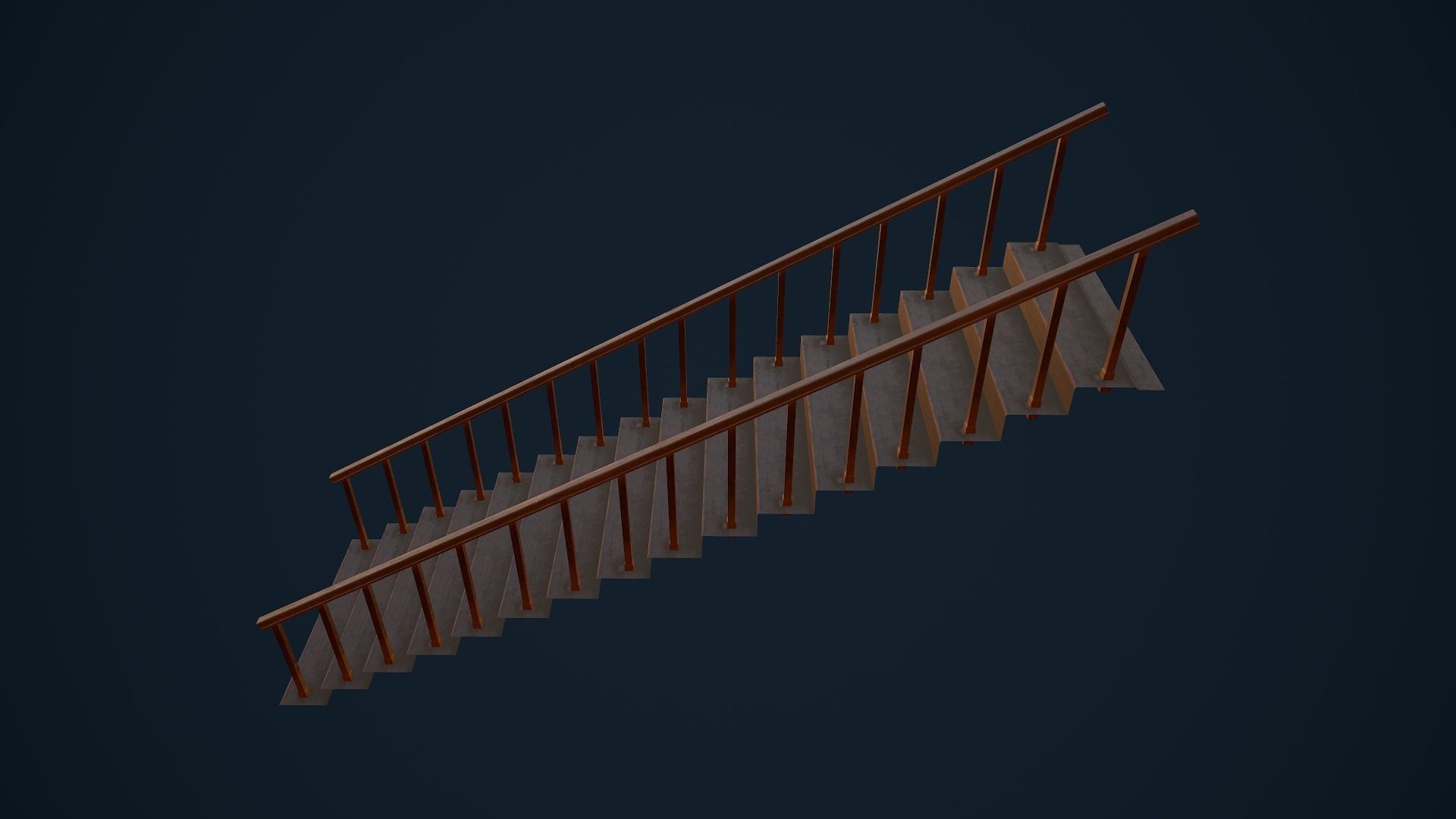 Wooden Stairs Low-poly 3D model_9